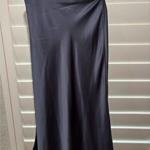 Zara Satin Maxi Skirt in Slate Blue